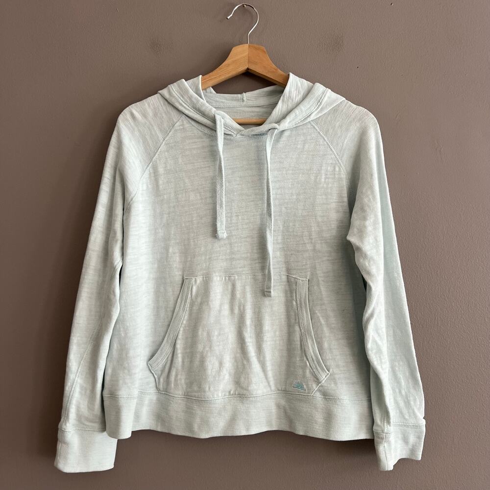 Faherty Sunwashed Slub Organic Cotton Hoodie Women’s M Light Blue Pullover